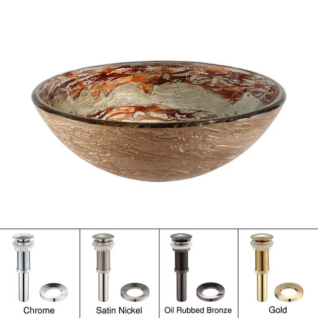 Ares Glass Vessel Sink with Pop-Up Drain and Mounting Ring