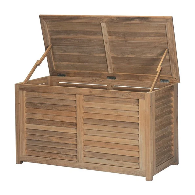 Poolside Teak Outdoor Storage Cushion Box