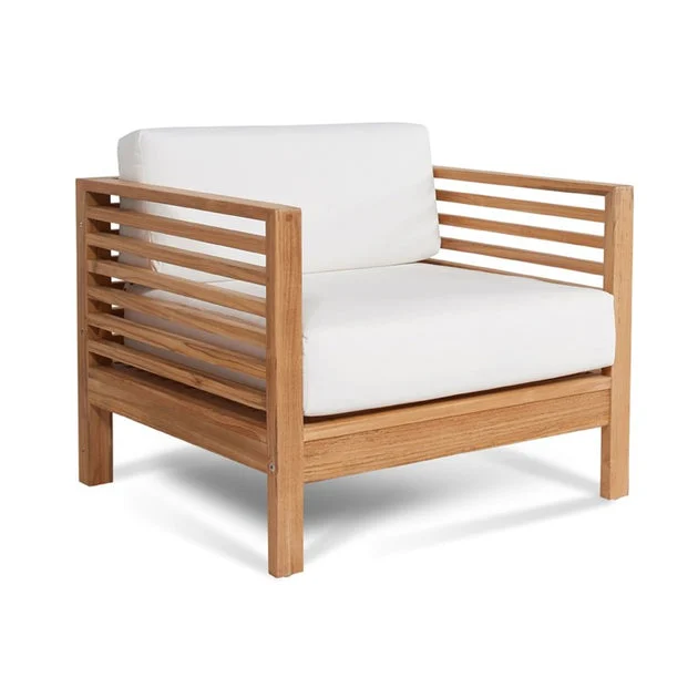 Summer Teak Outdoor Club Chair with Sunbrella White Cushion