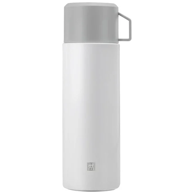 Thermo 33.8 oz/1 liter Beverage Bottle - Silver/White