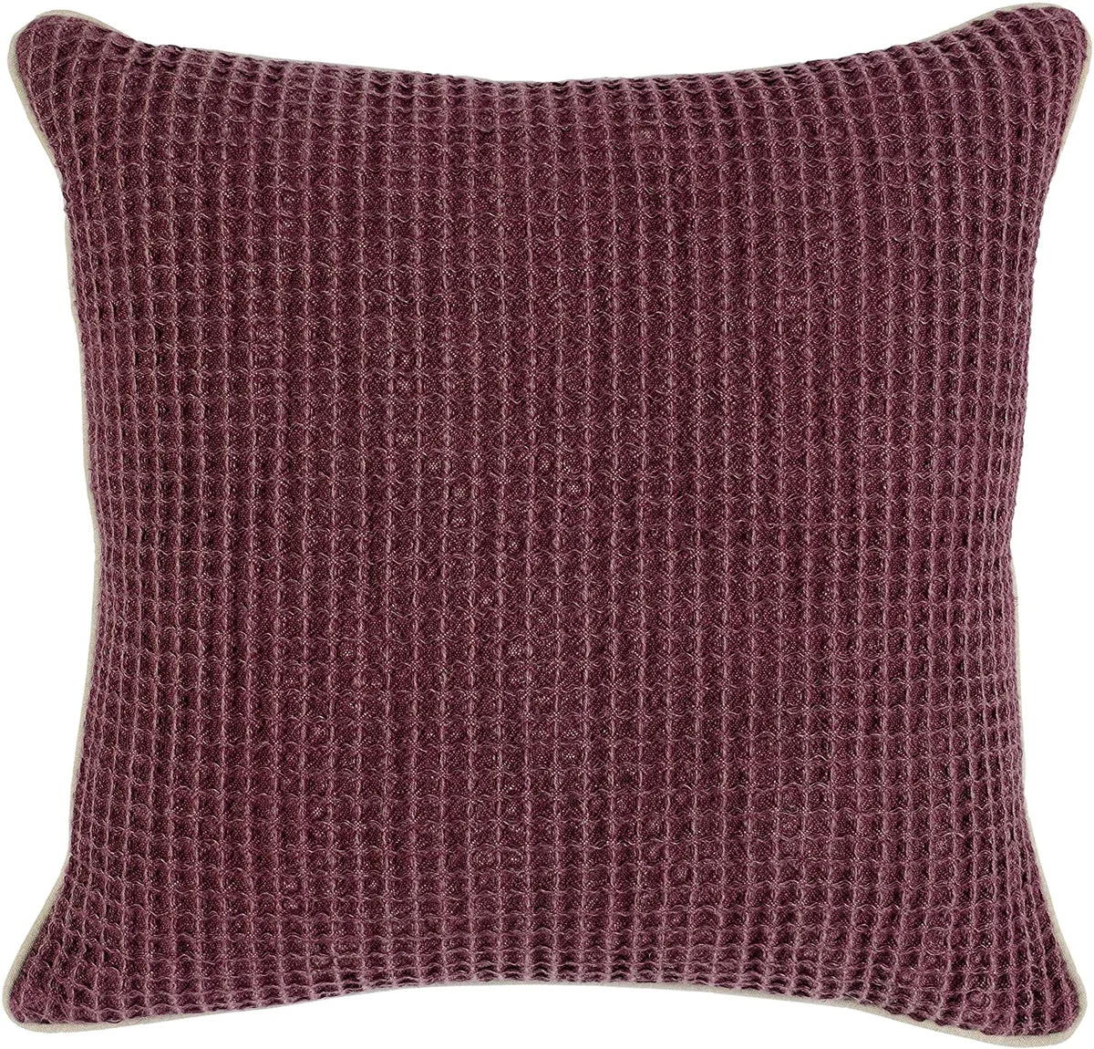 Benzara BM228781 Fabric Throw Pillow with interwoven Waffle Weave, Red