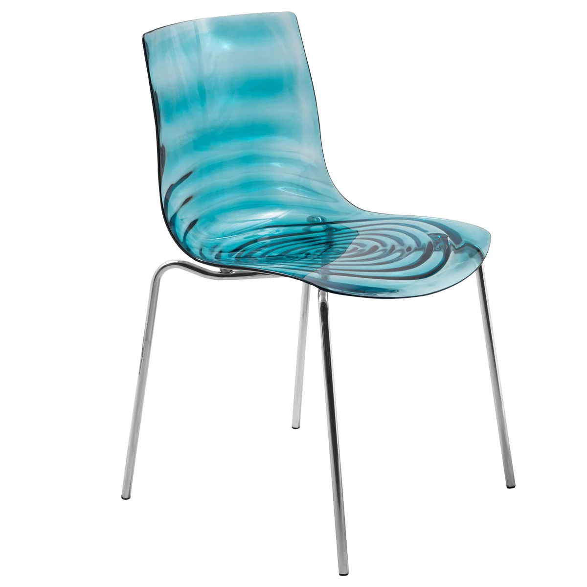 LeisureMod Modern Astor Plastic Dining Chair Transparent Blue