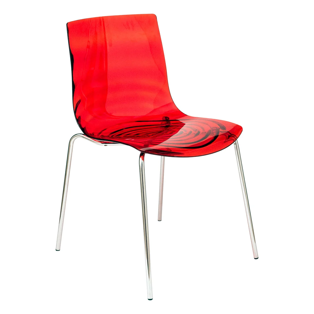 LeisureMod Modern Astor Plastic Dining Chair Transparent Red