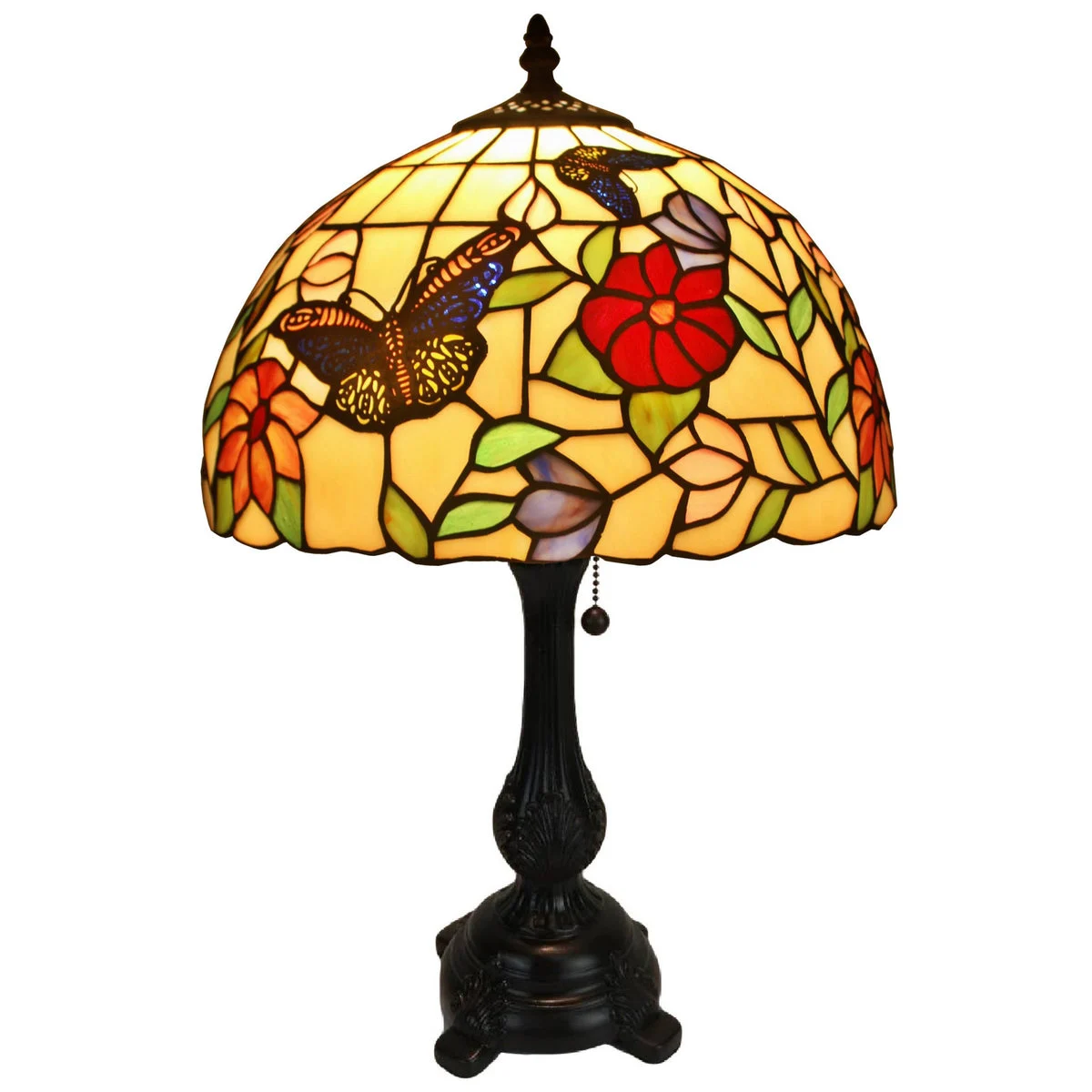 Amora Lighting Tiffany Style Butterflies Table Lamp With Handcrafted Glass 19 Inch High
