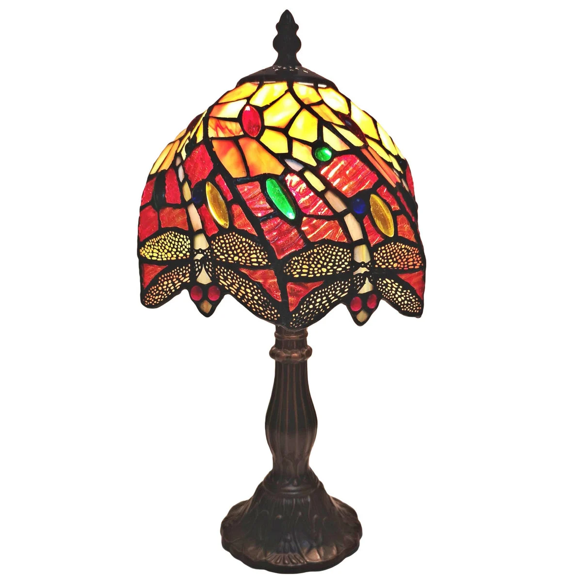 Amora Lighting Tiffany Style Dragonfly Table Lamp 14.5 Inch Tall