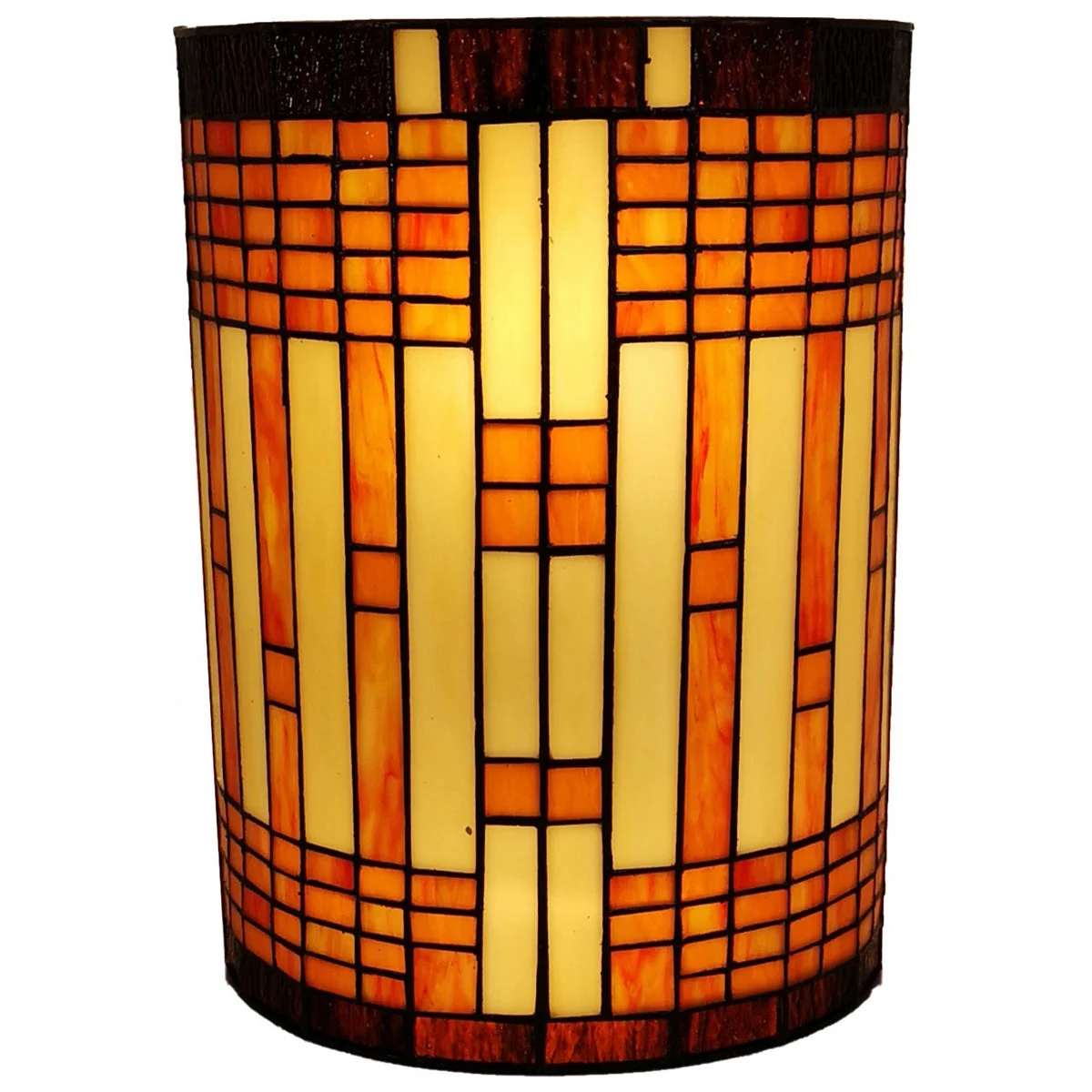Amora Lighting Tiffany Style 2-Light Geometric Wall Sconce – Handcrafted Stained Glass Shade for Artistic Accent Lighting