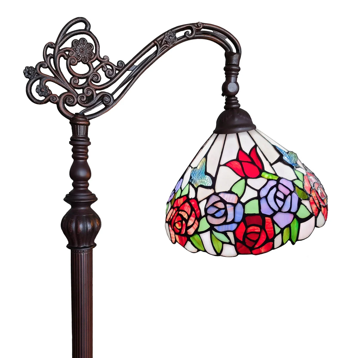 Amora Lighting Tiffany Style Roses Reading Floor Lamp 62" High
