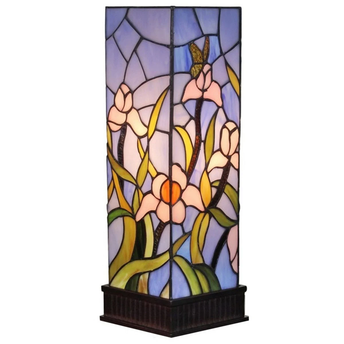 Amora Lighting Tiffany Style Floral Table Lamp – 16 Inch High Handcrafted Multicolor Stained Glass Shade