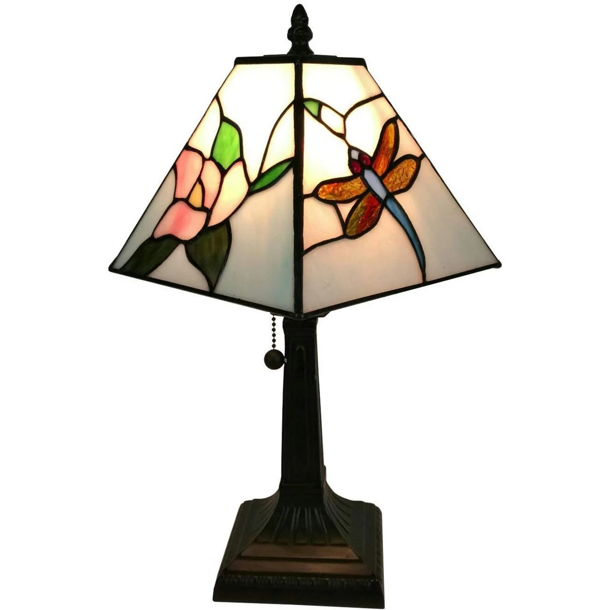 Amora Lighting Tiffany Style Mission Dragonfly Table Lamp 15" Tall