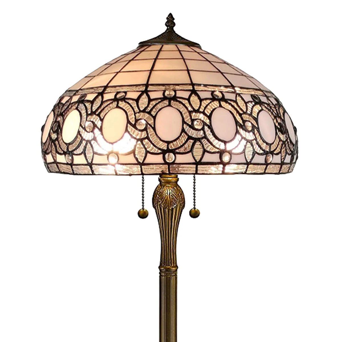 Amora Lighting Tiffany Style Floral White Floor Lamp 62" High