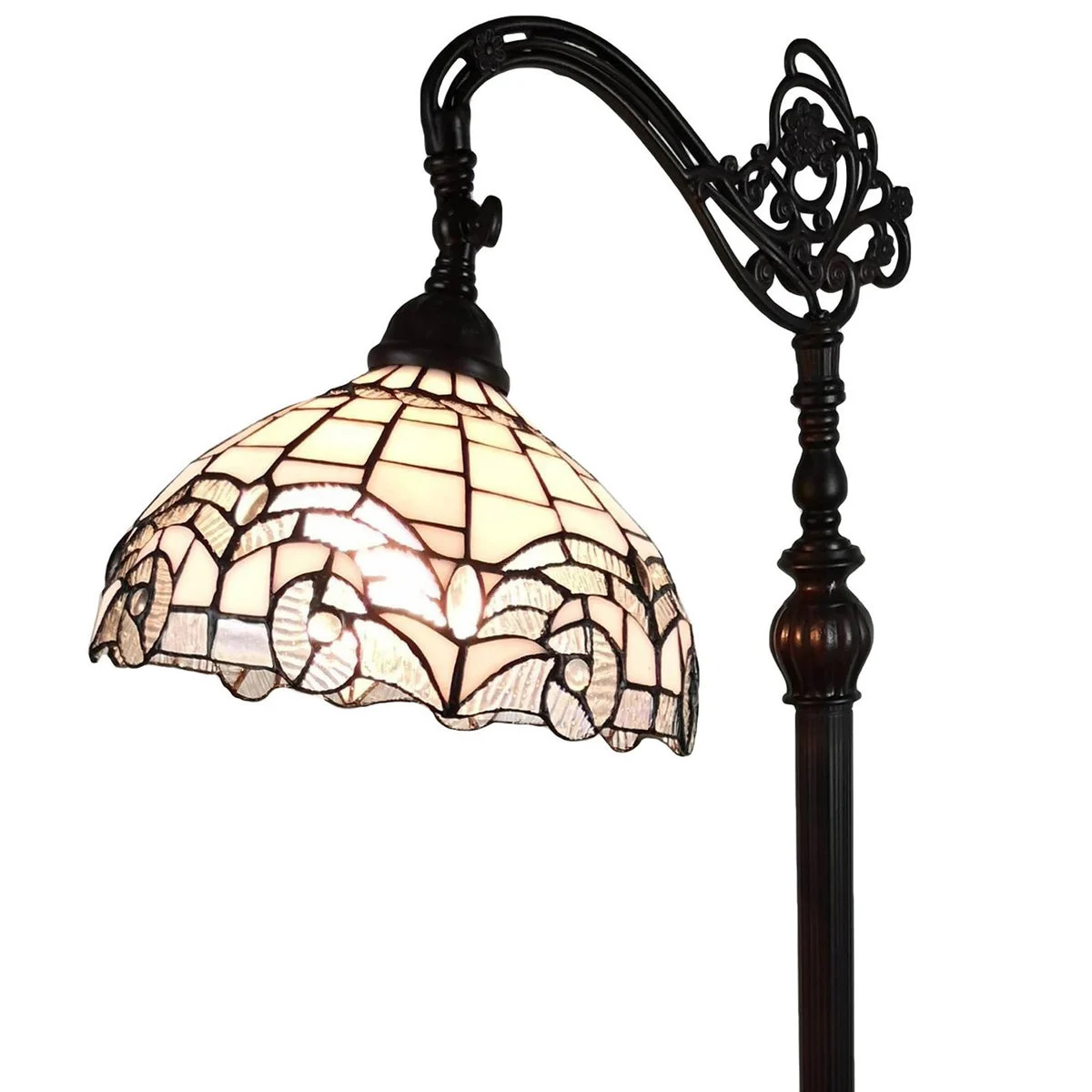 Amora Lighting Tiffany-style White Reading Floor Lamp 62" High