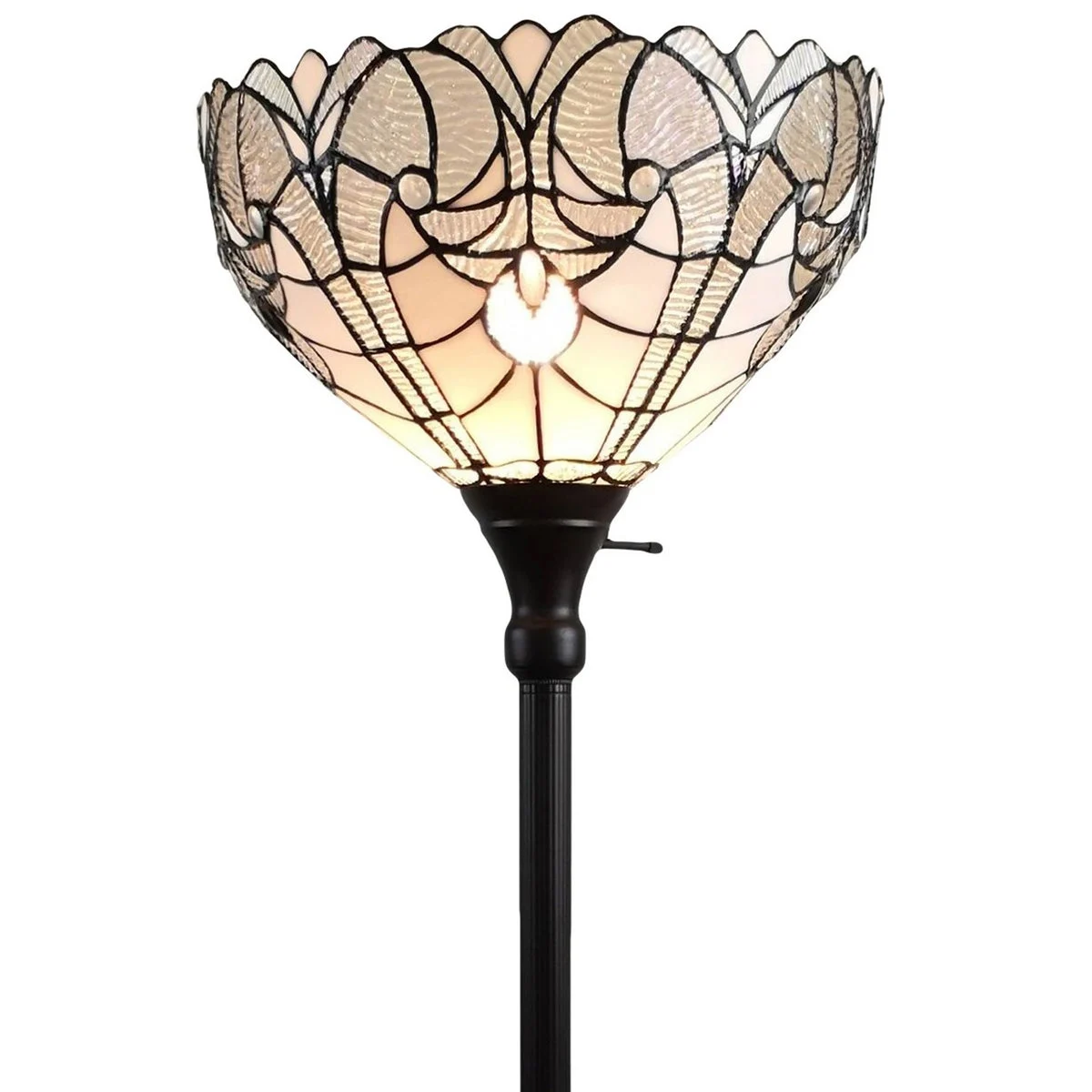Amora Lighting Tiffany-style White Torchiere Floor Lamp 72" Tall
