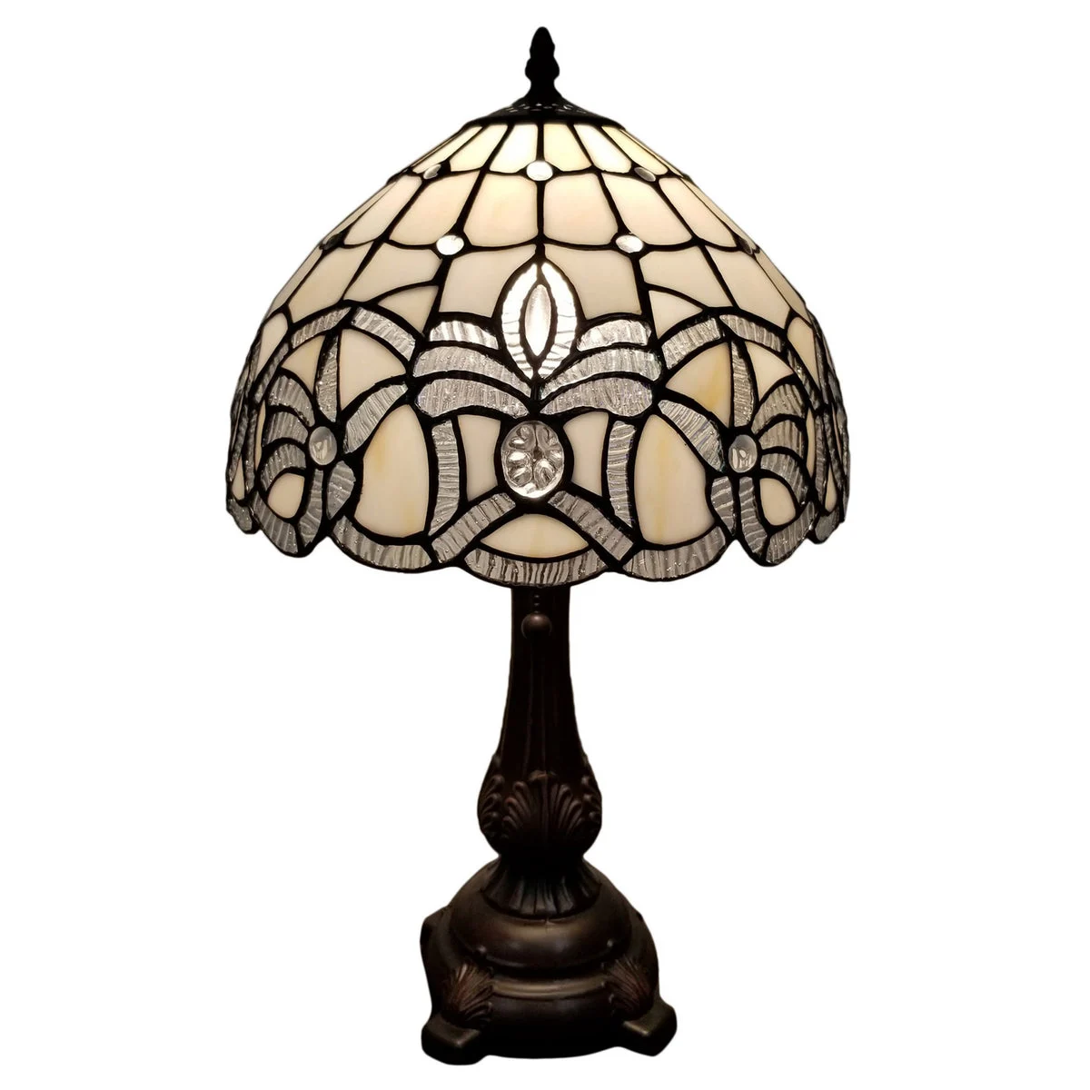 Amora Lighting Tiffany-style Floral Design Table Lamp – Handcrafted Stained Glass Shade, 19" High