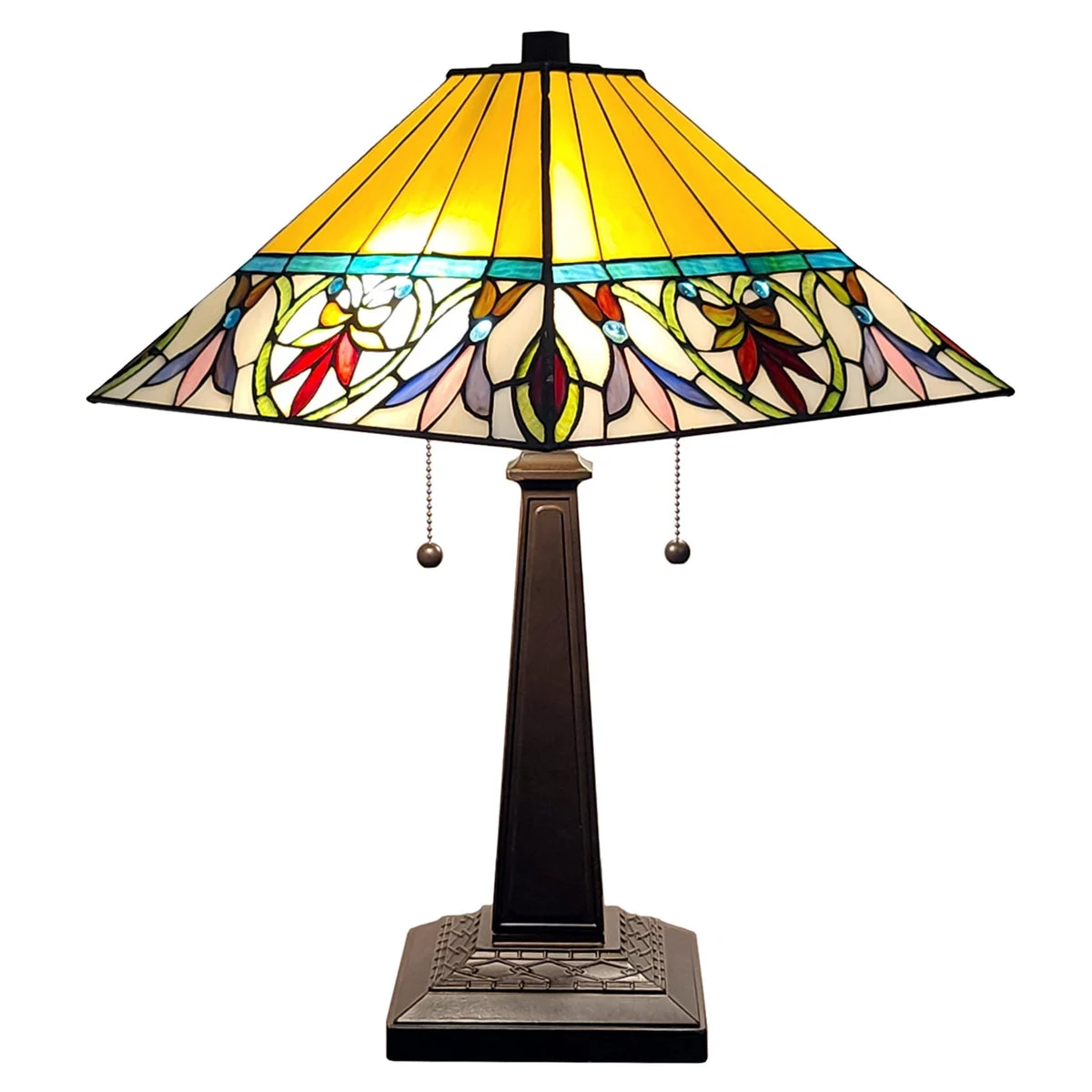 Amora Lighting Tiffany Style Floral Mission Table Lamp 22" Tall
