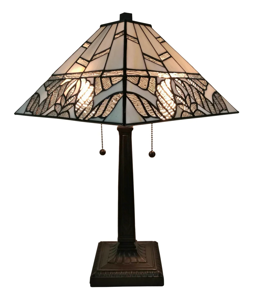 Amora Lighting Tiffany Style White Mission Table Lamp 22" High