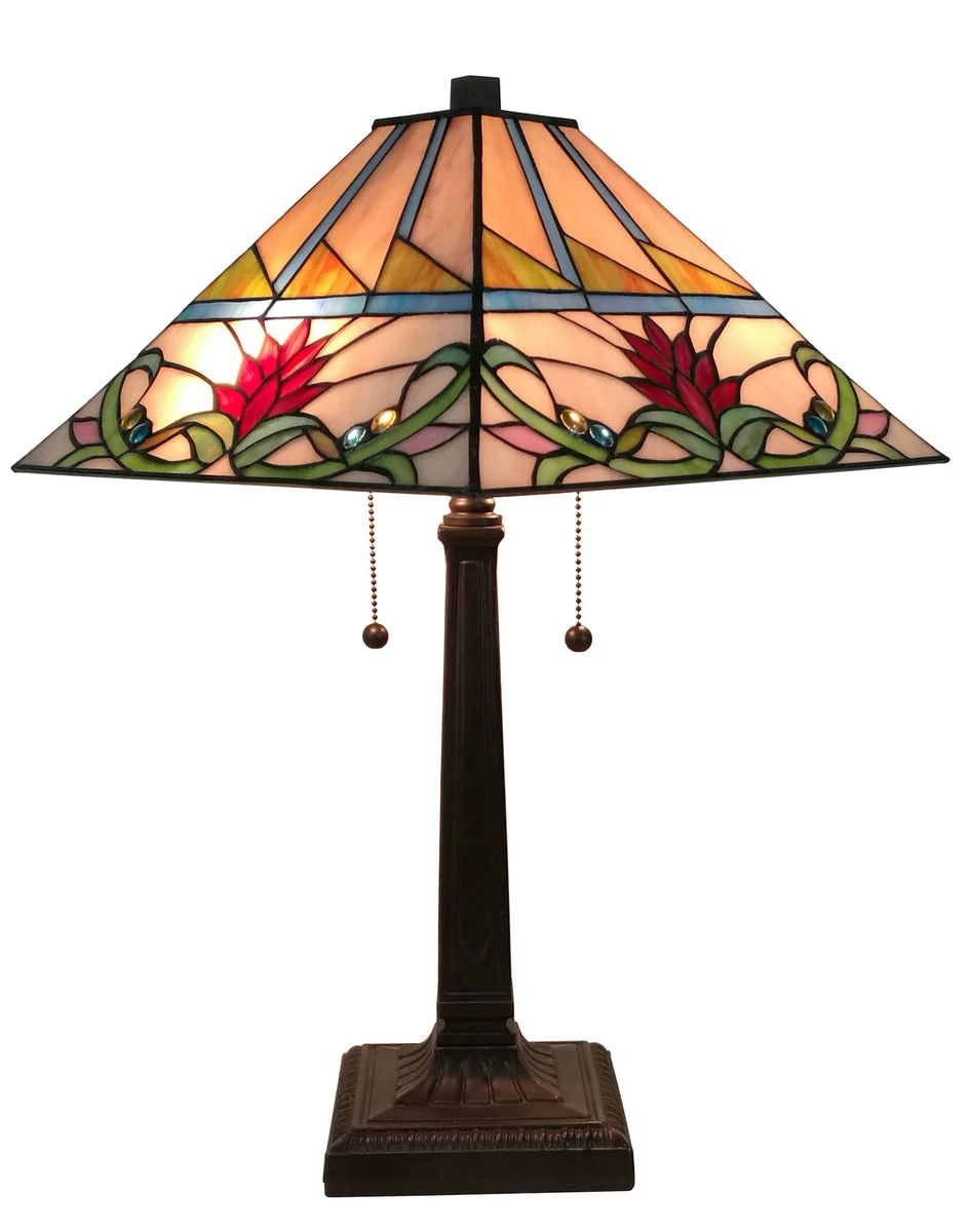 Amora Lighting Tiffany Style Multi Color Mission Table Lamp 22" High