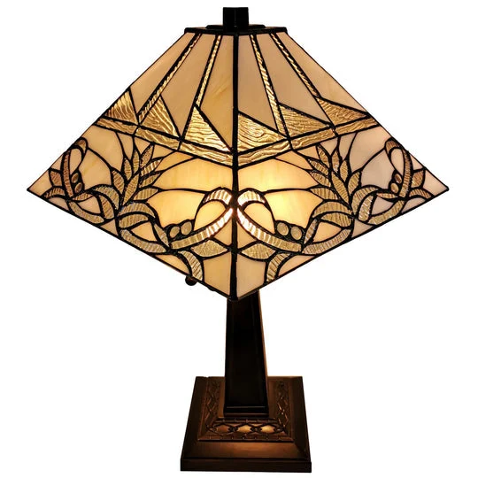 Amora Lighting Tiffany Style White Mission Table Lamp 22" Tall