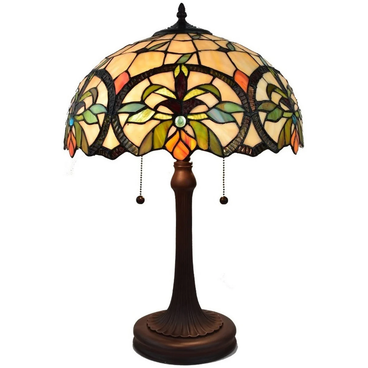 Amora Lighting Tiffany Style Multi-Color Table Lamp – 23 Inch Tall Handcrafted Stained Glass Shade with Floral & Geometric Design