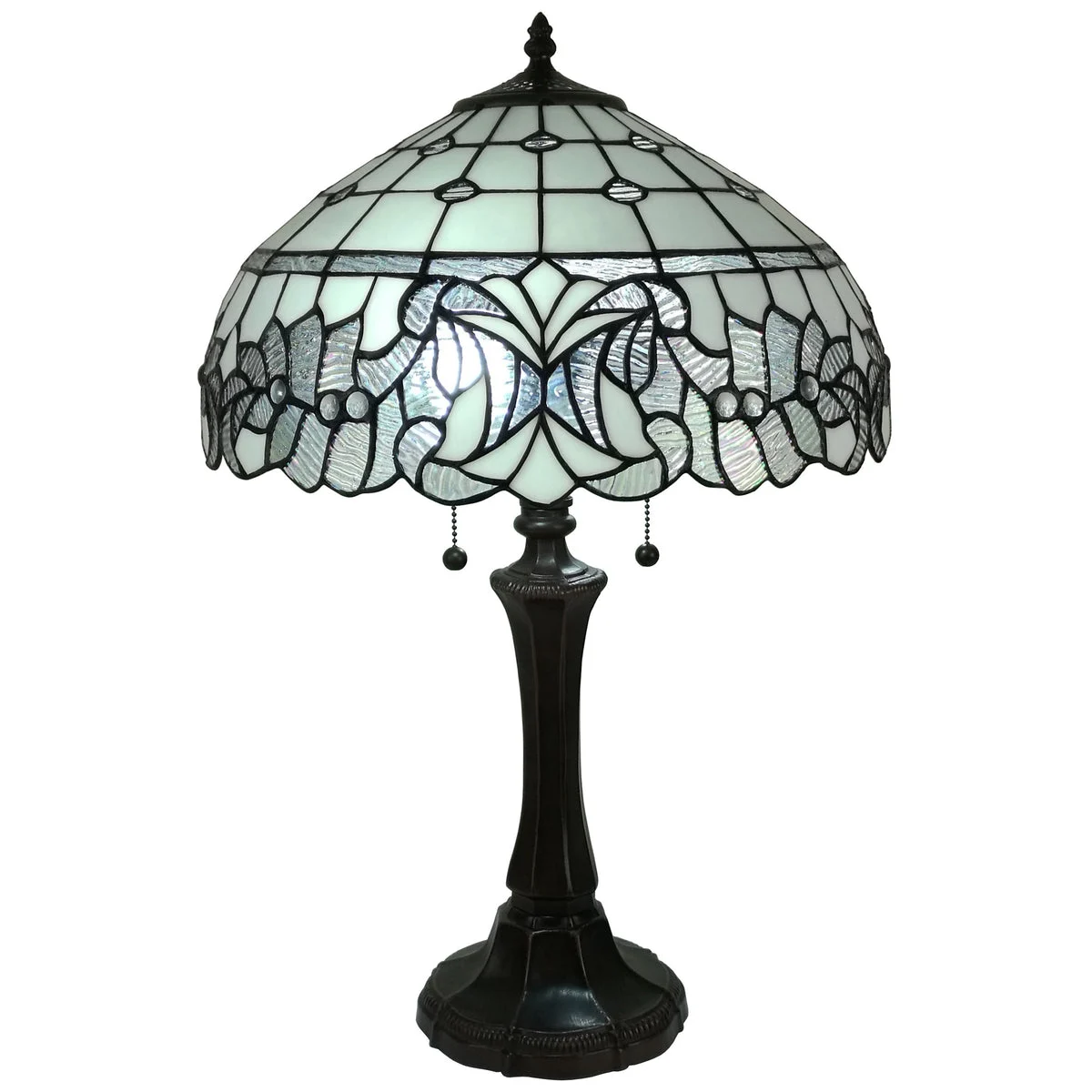 Amora Lighting Tiffany Style White Table Lamp 18" Tall