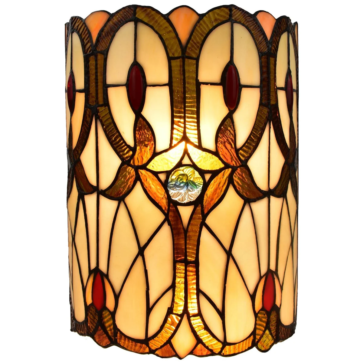 Amora Lighting Tiffany Style Double-Light Geometric Wall Sconce 13.5" High