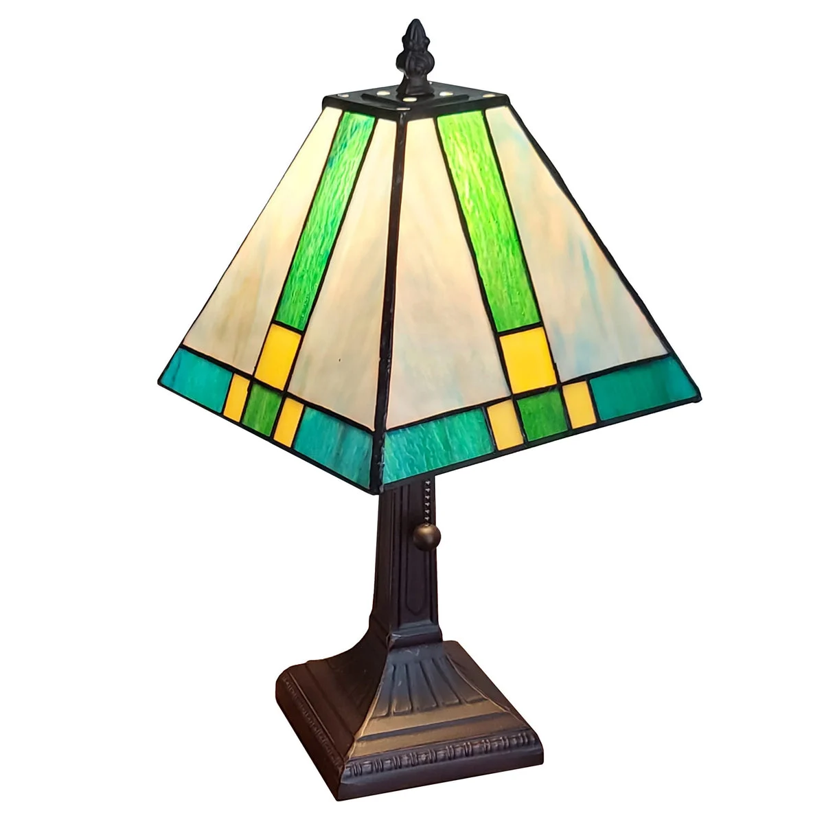 Amora Lighting Tiffany Style Table Lamp Banker Mission 14.5" Tall