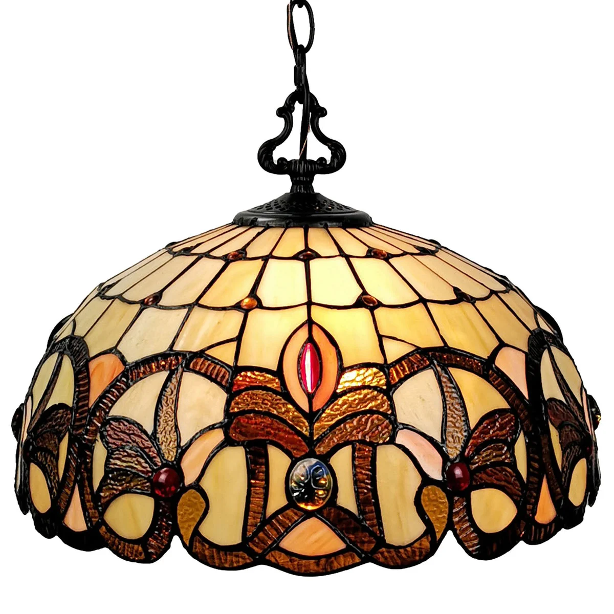 Amora Lighting Tiffany Style Hanging Lamp 16" Wide