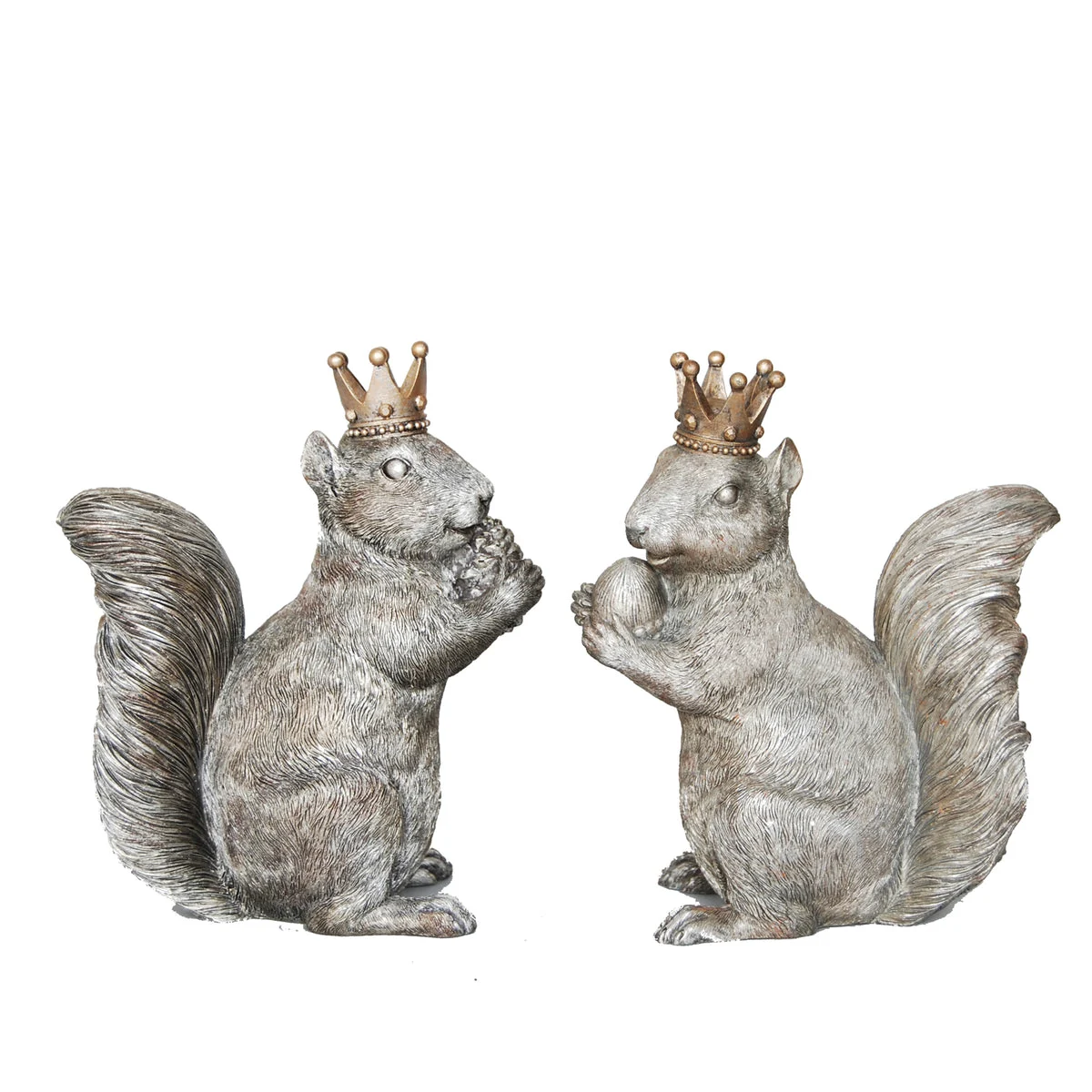 Sagebrook Home 2/Asst Gray Squirrels W/ Crowns