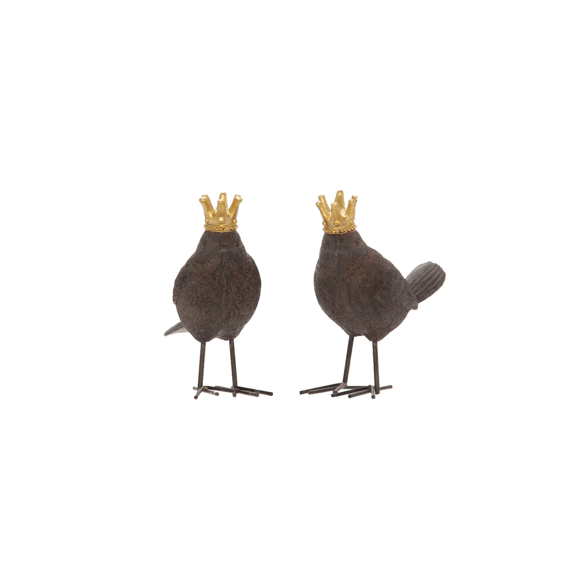 Sagebrook Home AR10431-05 5" Resin Birds with Gold Crowns, Set of 2