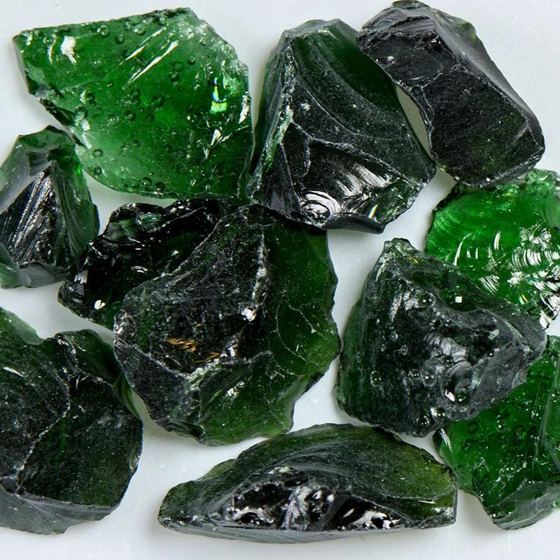 American Specialty Glass Dark Green Size 3 Tumbled Terrazzo Glass - 5 Lbs