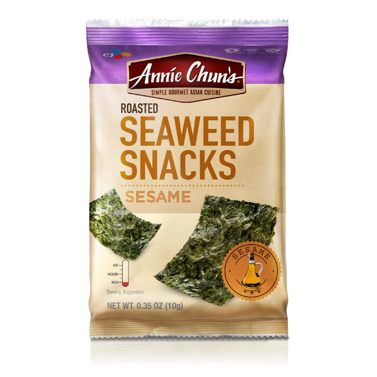 Annie Chun’s Roasted Seaweed Snacks, Sesame, 0.35-ounce (Pack of 12)