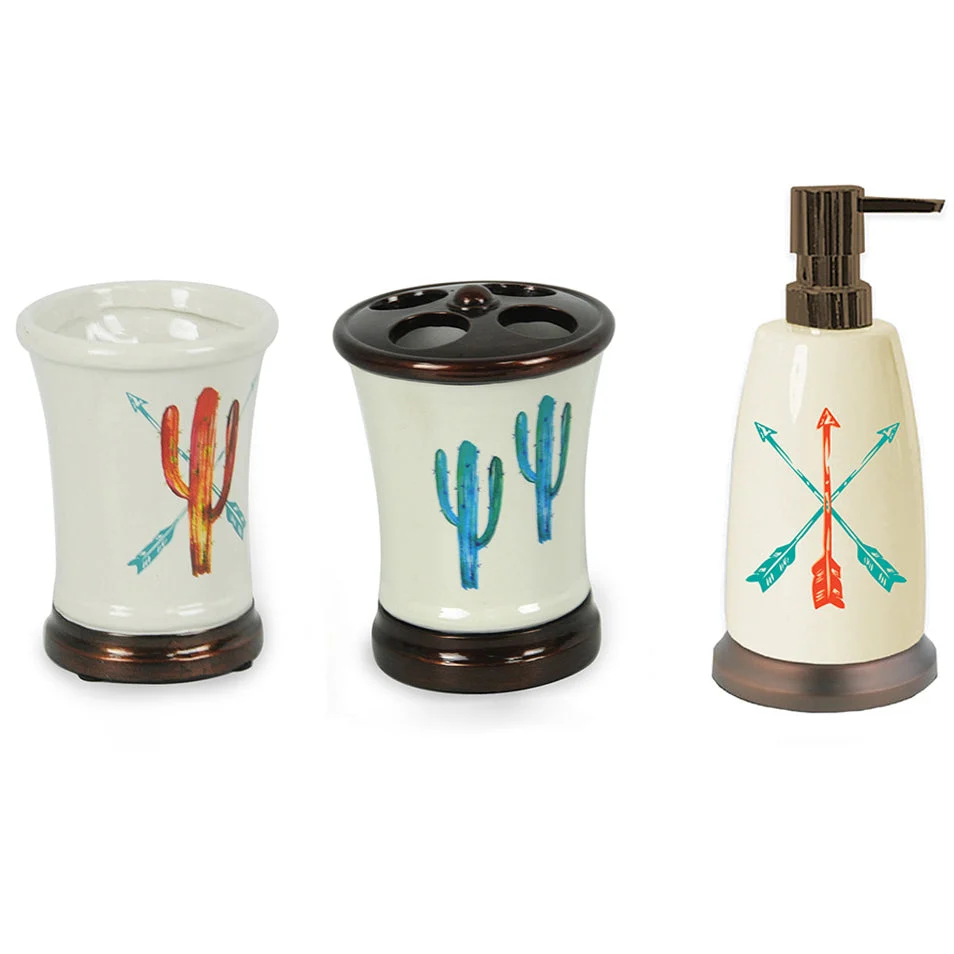 HiEnd Accents Cactus 3PC Cast Resin Bath Set
