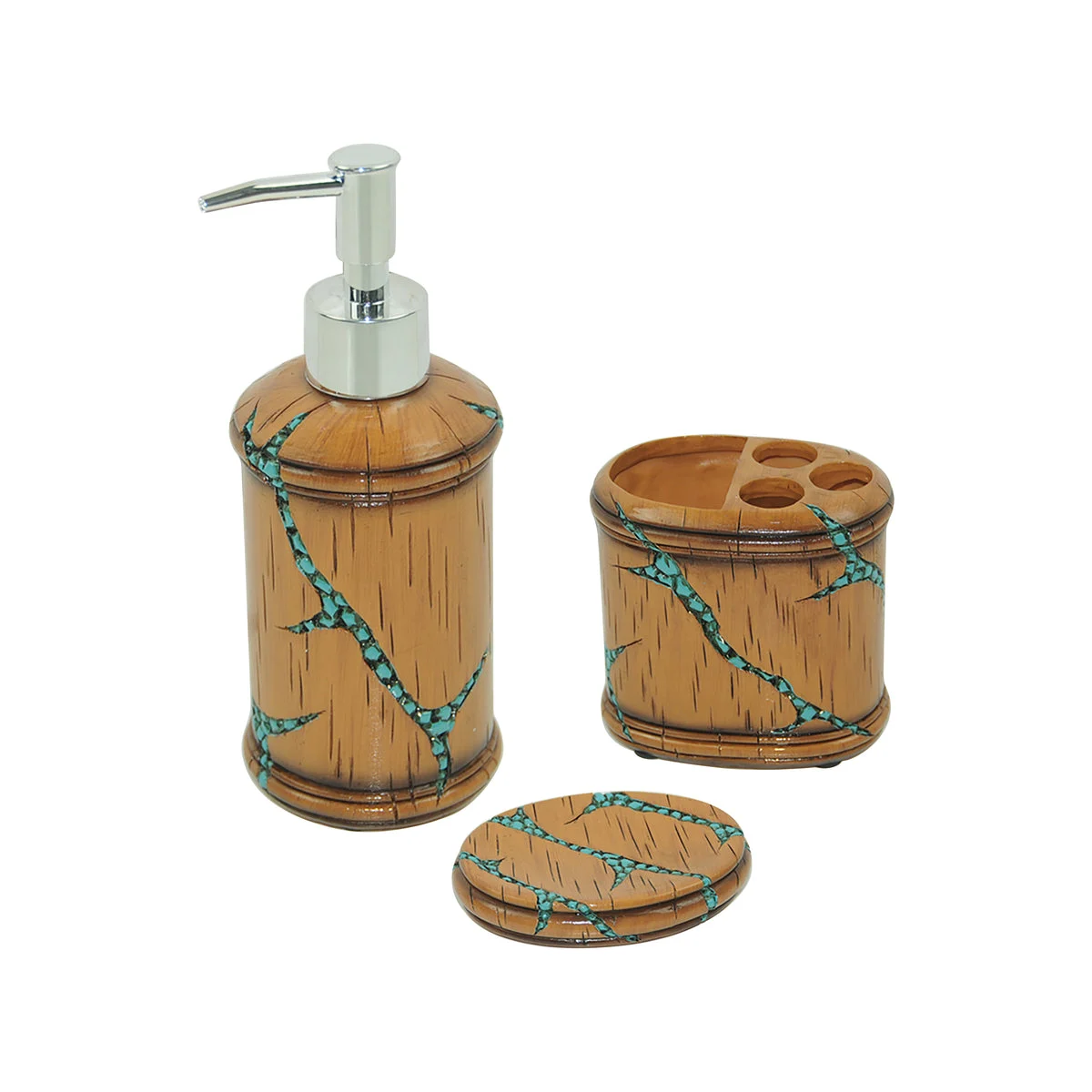 HiEnd Accents Turquoise Inlay 3 PC Bathroom Set