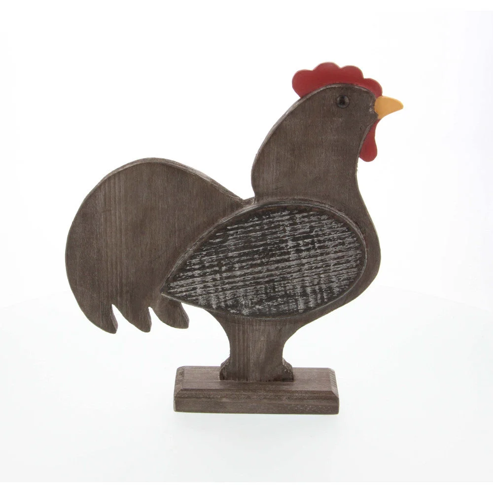 Benzara Wood Dark Brown Finish Rooster Statue