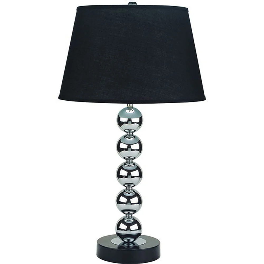 Benzara OPAL Contemporary Table Lamp, Silver and Black, Set of 2