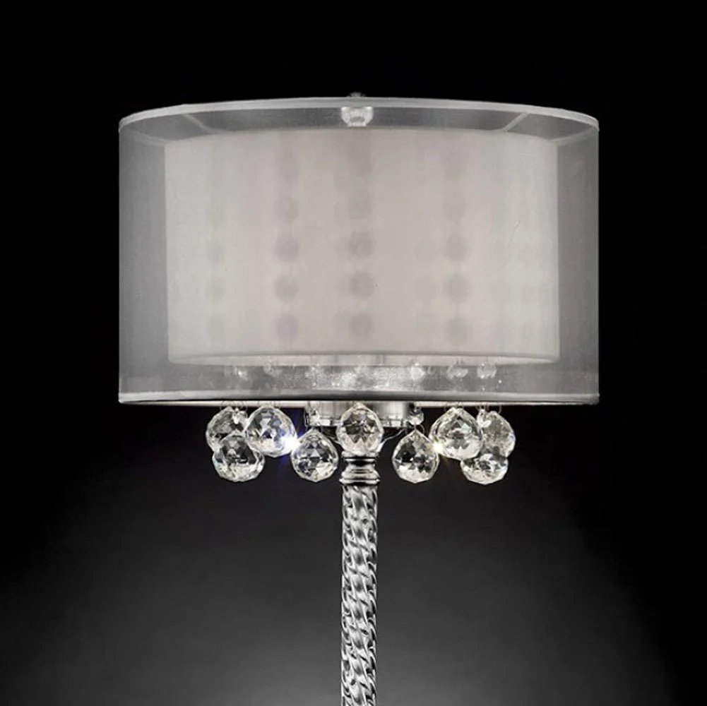 Benzara LILA Traditional 30 inch Table Lamp Silver Metal, Clear