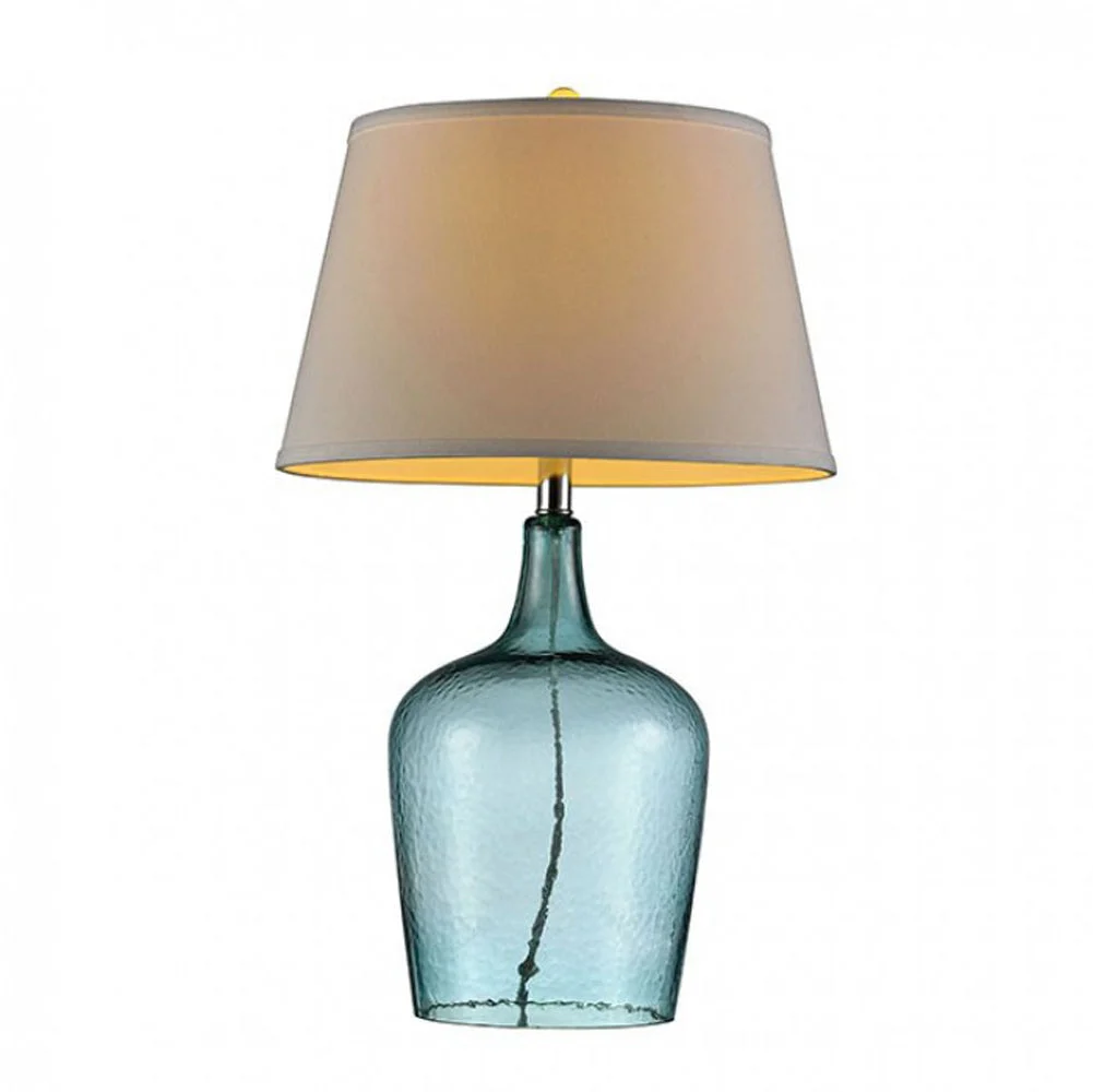 Benzara ALEX Contemporary Ocean Breeze Glass Table Lamp, Blue