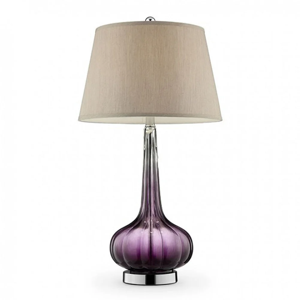 Benzara FAY Contemporary Berry Glass Table Lamp, Purple