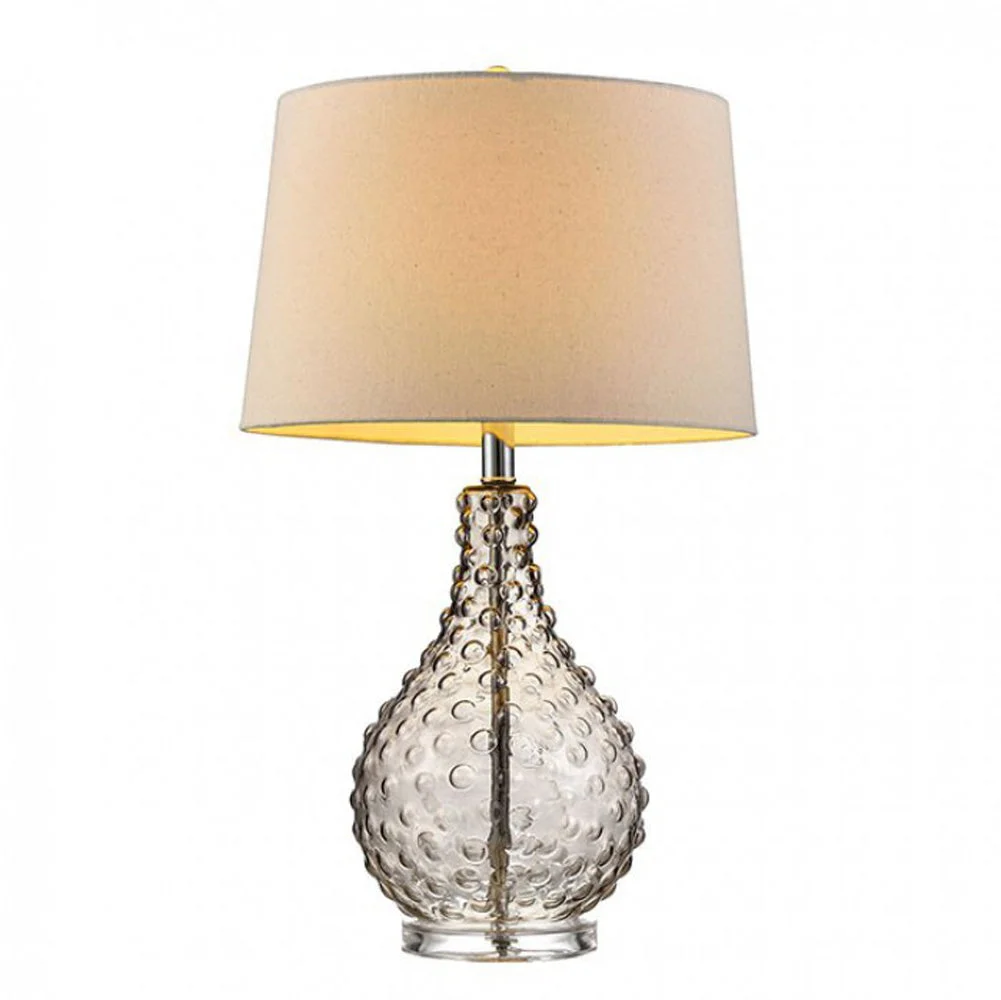 Benzara GIA Contemporary Castle Rock Glass Table Lamp, Translucent