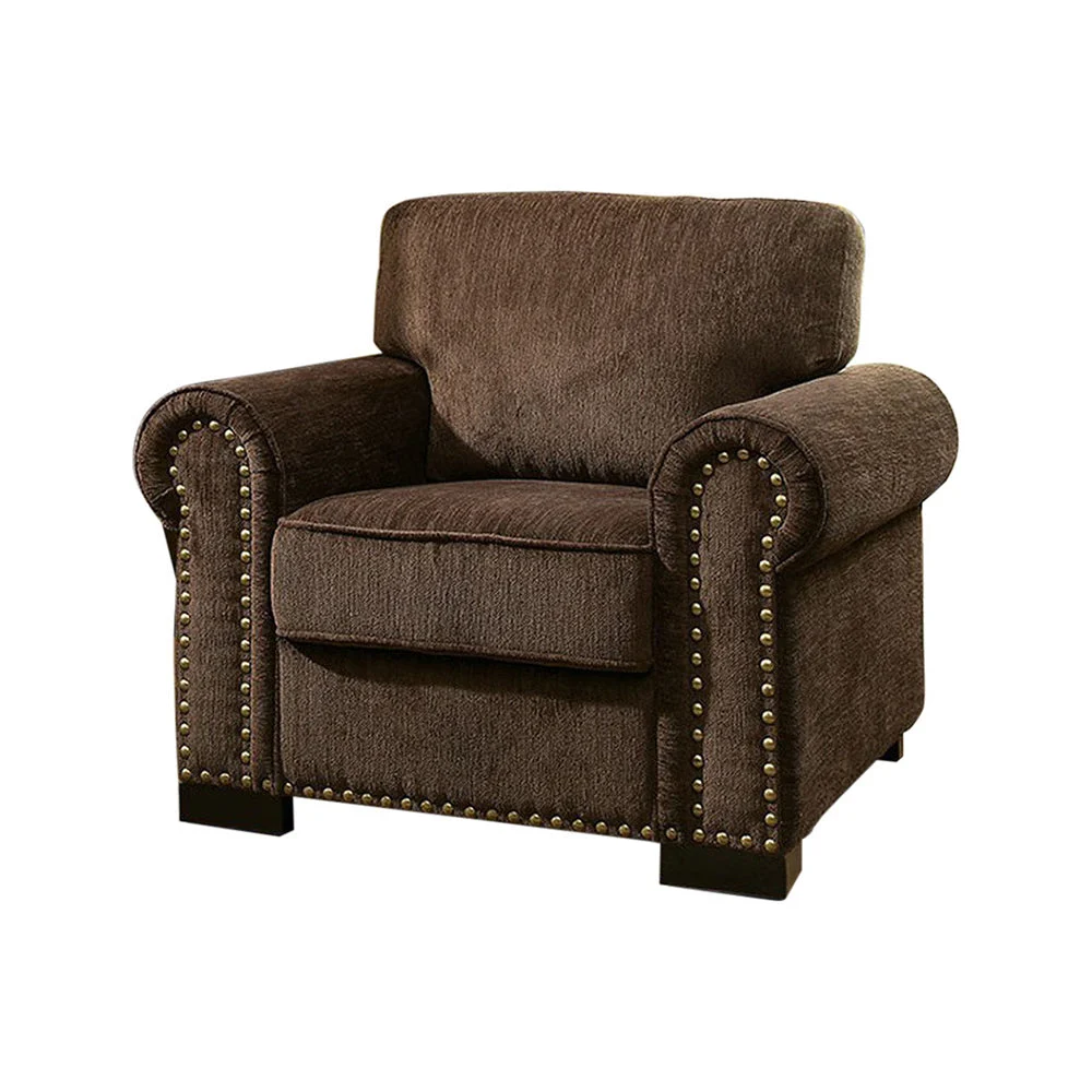 Benzara Rydel Transitional Single Chair, Brown