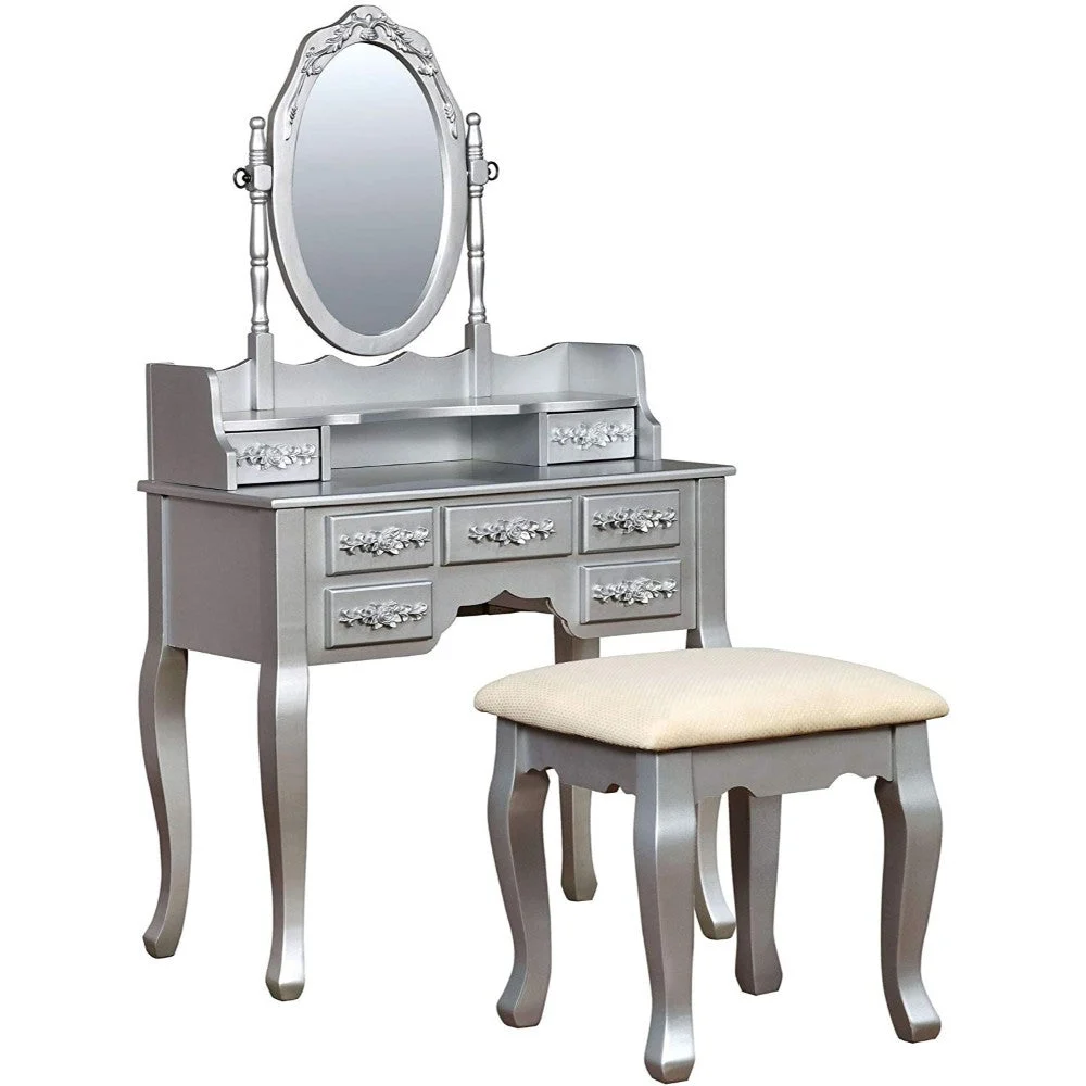 Benzara Harriet Traditional Vanity, Silver