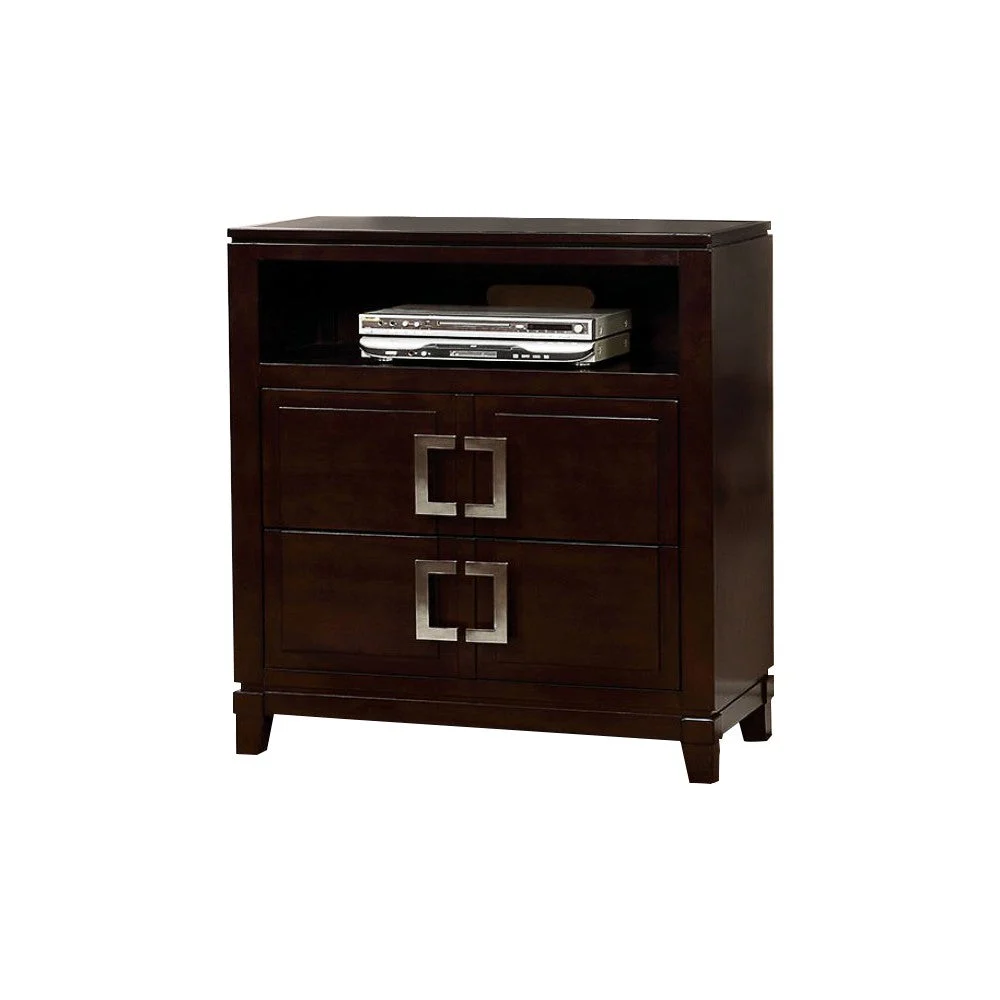Benzara Modern Style Spacious Wooden Media Chest, Cherry Brown