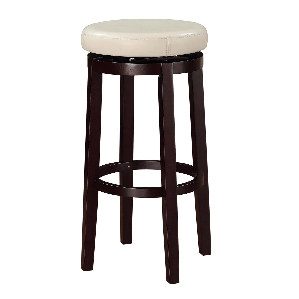 Benzara Fabric Upholstered Bar Stool with Slanted Legs, Brown and White