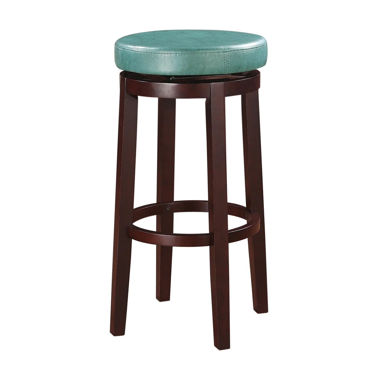 Benzara Fabric Upholstered Bar Stool with Slanted Legs, Brown and Blue