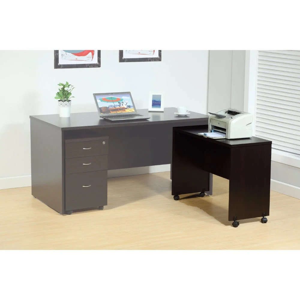 Benzara Stylish Dark Brown Finish Desk Return with Spacious Display Top.