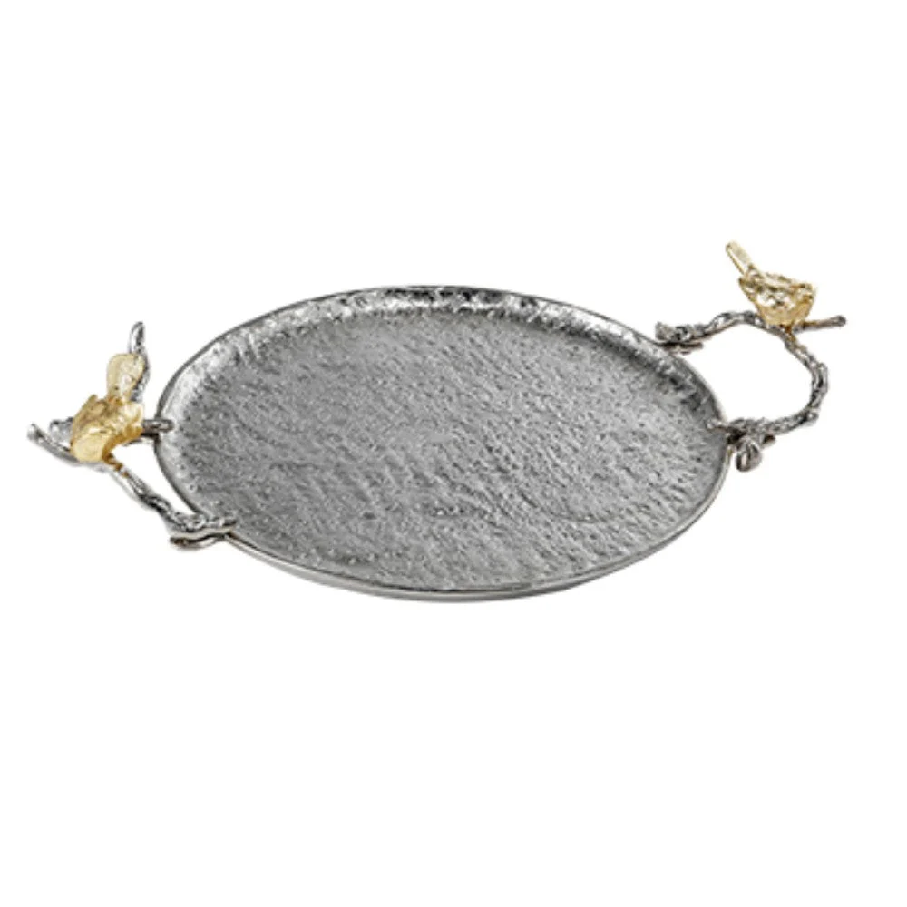 Benzara Rare piece of art, Alvada Decorative Sliver Tray, Medium