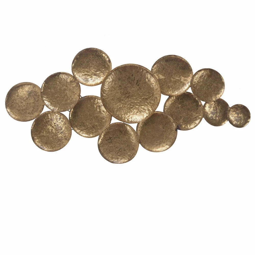 Benzara Circular Wall Sculpture with Connected Antiqued Golden Circles