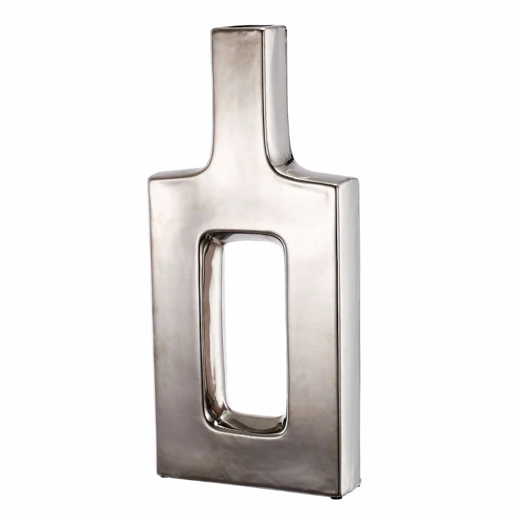 Benzara Glossy Keyhole Vase in contemporary style