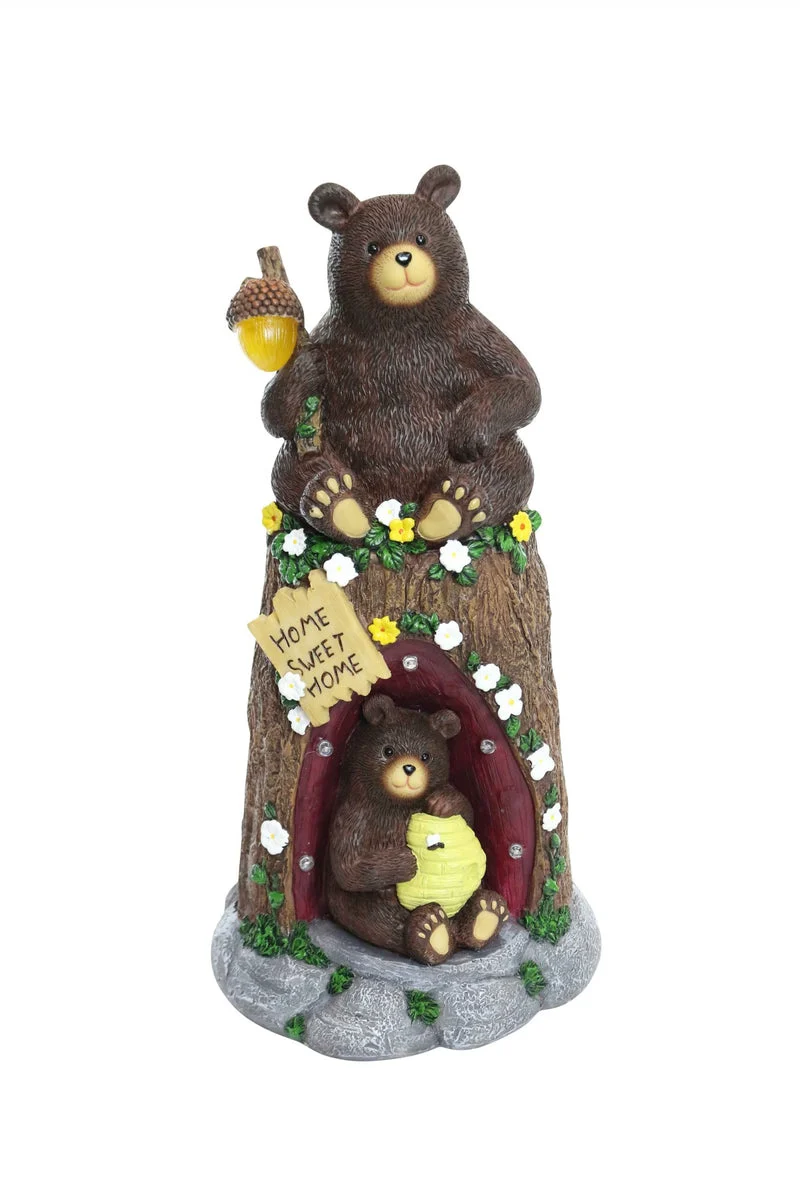 Benzara Bear Statue with Color Changing LED Lights