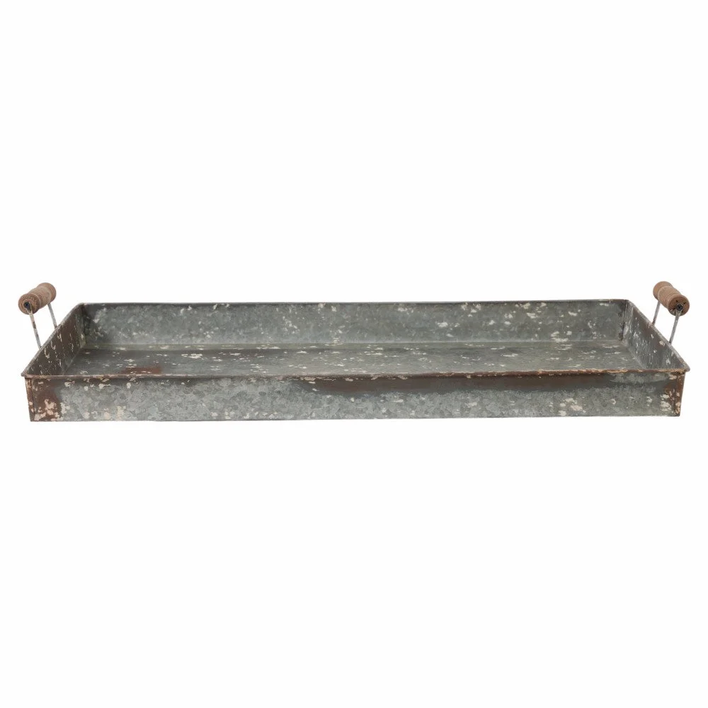 Benzara Retro Modeled Roux Handle Tray