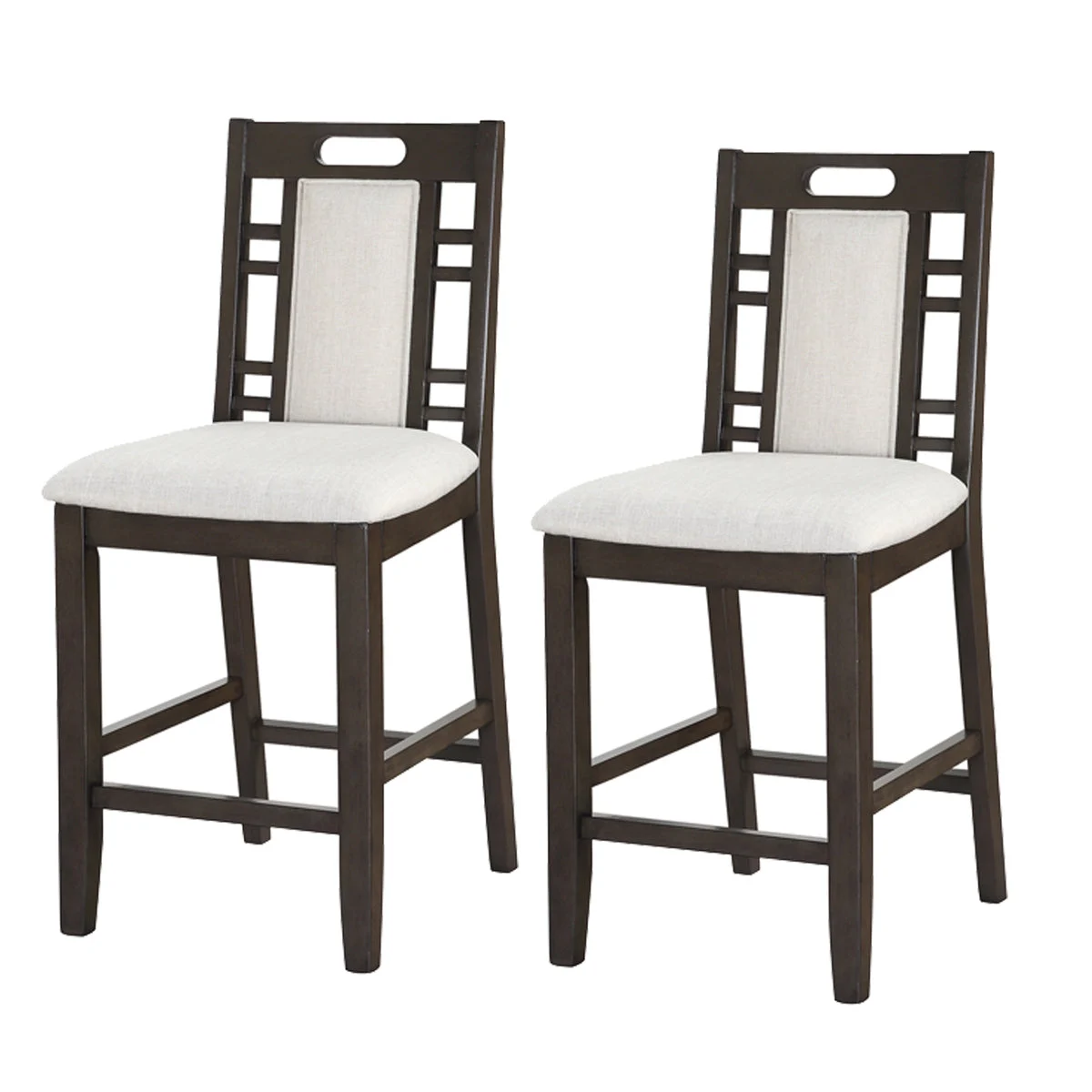 Benzara Wooden Armless High Chair, Brown & Ebony White, Set of 2
